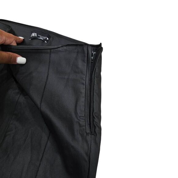 Zara Skinny‎ Women's Medium Black Faux Leather Front Seam Ankle Zip Leggings - Picture 4 of 7